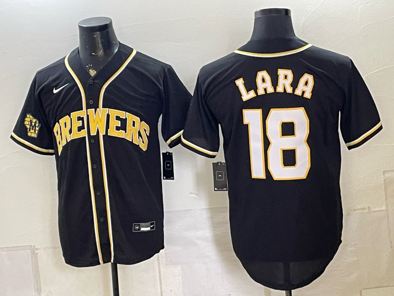 Men 2026 Milwaukee Brewers #18 Lara black Game Nike MLB Jersey 081102->milwaukee brewers->MLB Jersey